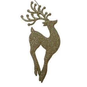 Set Of 6 Gold Glittered Reindeer Christmas Ornaments With Hanging Strings For Ho
